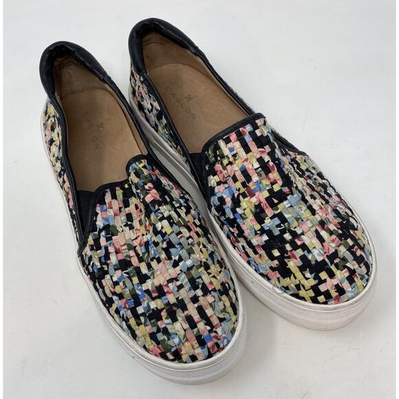 Caslon Shoes Womens 6 Woven Multicolor Tweed Slip On Colorful Comfort Sneakers - Picture 1 of 8